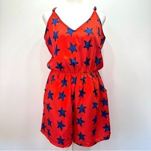 Red with Blue Starfish Shorts Romper ModCloth Compañia Fantastica Patriotic